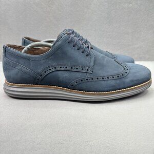 Cole Haan OriginalGrand Mens Size 12 (M) Wingtip Oxford Modern Blue Suede Dress